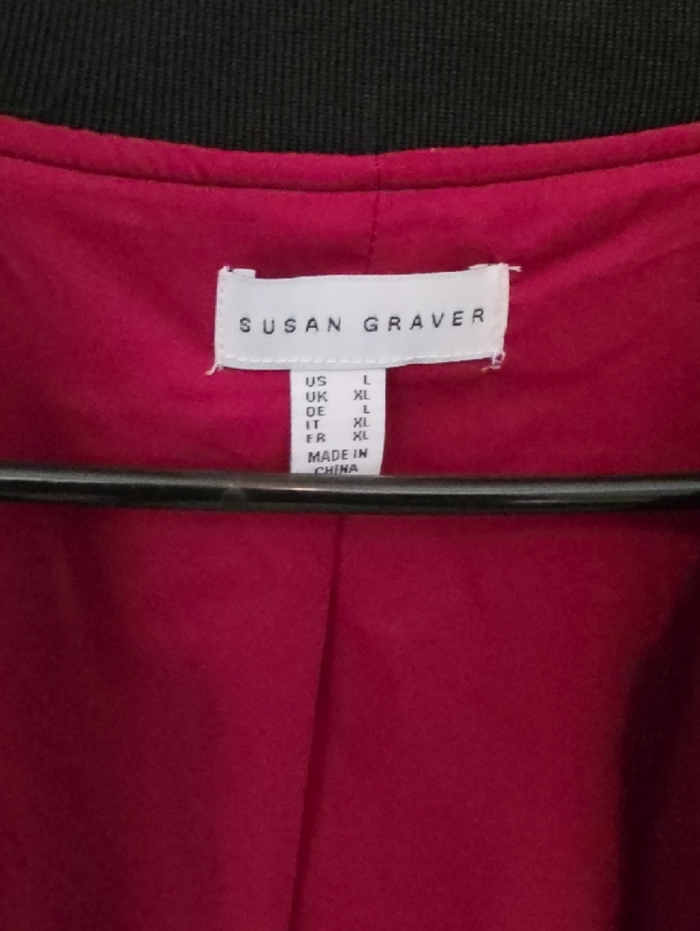 Sale! Susan Graver Black Floral Bomber Jacket with Red Lining - Picture 2 of 4